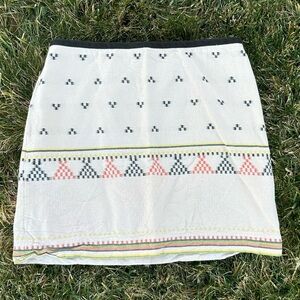 Madewell Beige Native American Embroidered Heart Ethiopian Floral Mini Skirt